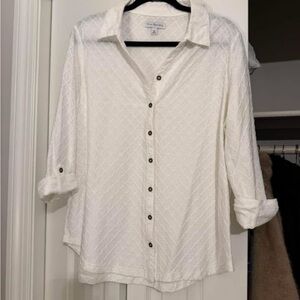 Kim Rogers Ivory Textured Blouse